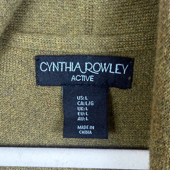 Cynthia Rowley Active Cotton Blend Olive Charcoal Knit Open Front Large Cardigan - Picture 3 of 10